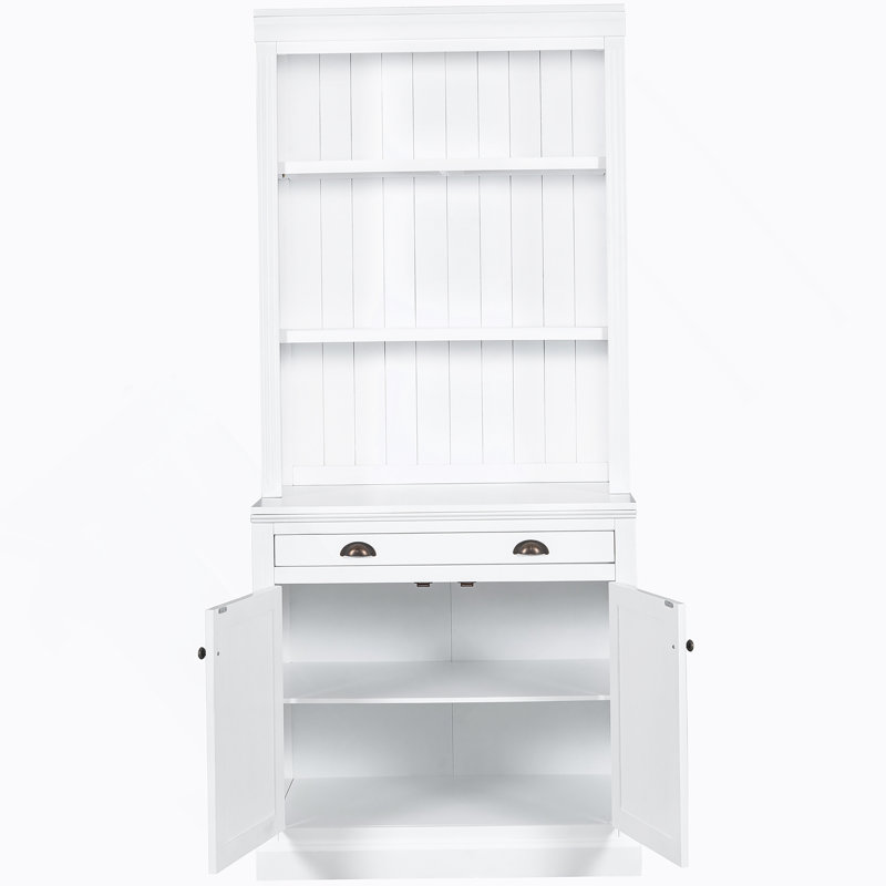 Bibliothèque avec éclairage DEL, bibliothèque moderne avec 2 portes et 1 tiroir, blanc