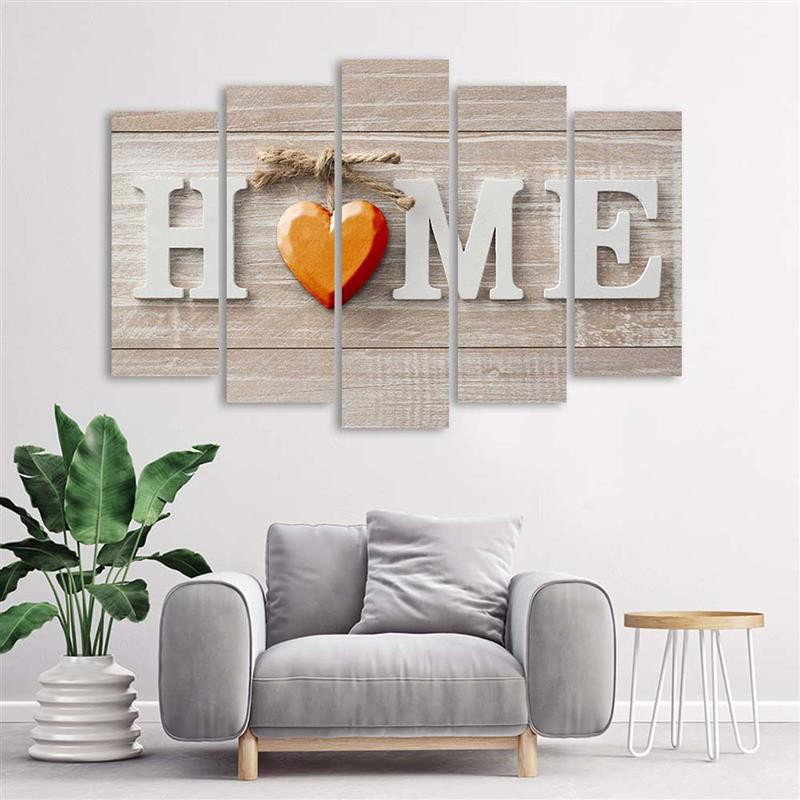 Leinwandbild Home Heart Orange Beige