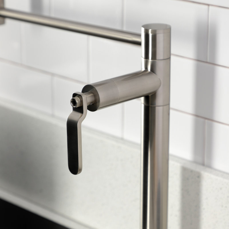 Kingston Brass Whitaker Two-Handle 1-Hole Deck Mount Pot Filler Faucet, Brushed Nickel