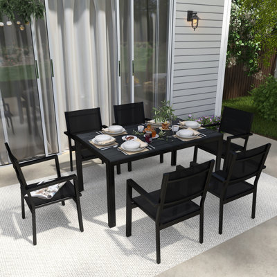 6-Person Rectangle Metal Outdoor Patio Dining Set