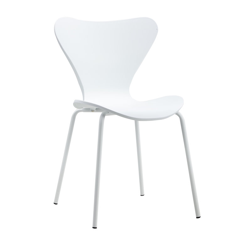 4 Careaga Stackable Plastic Dining Chairs, White