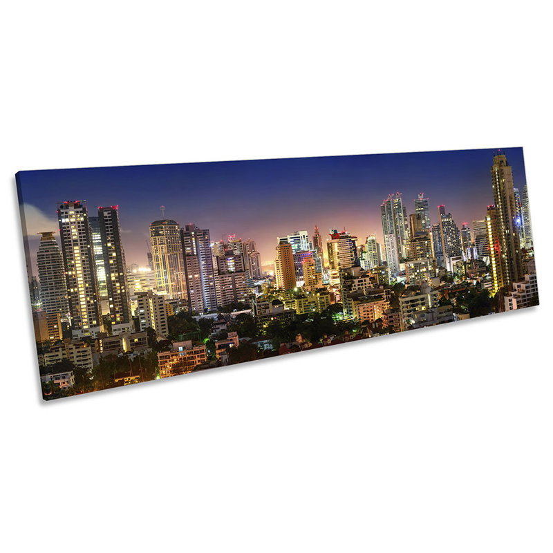 Bangkok City Skyline Panoramic - Wrapped Canvas Panoramic Print, 60.96cm H x 182.88cm W