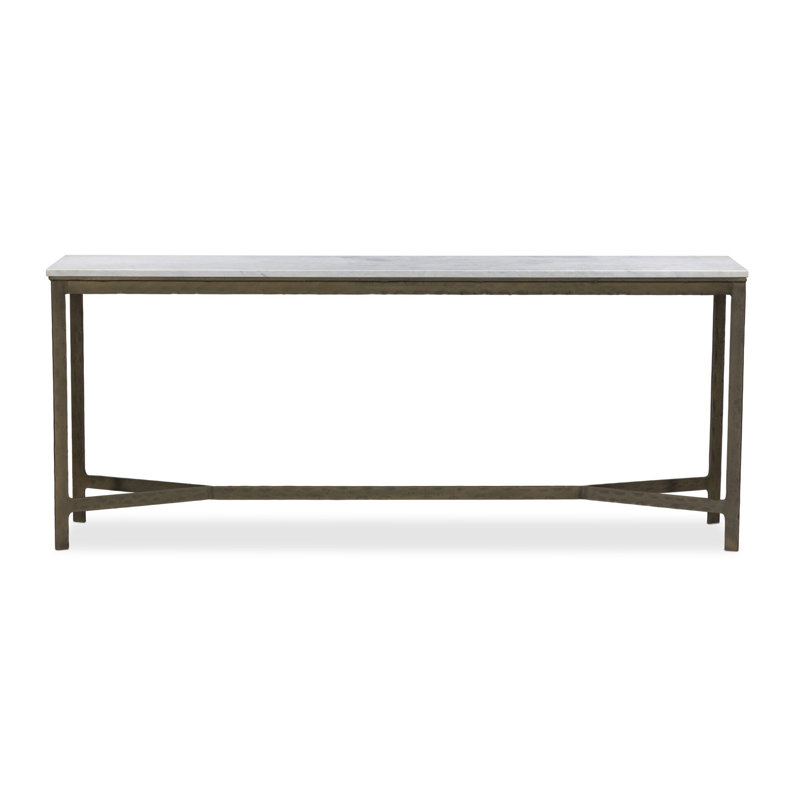 Console Robles - marbre blanc, White Marble, Hammered Antique Brass