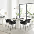 Edzard Statement 6 Person Round Dining Table Set in Luxury Beige Stone Effect - Plastic Dining Chairs