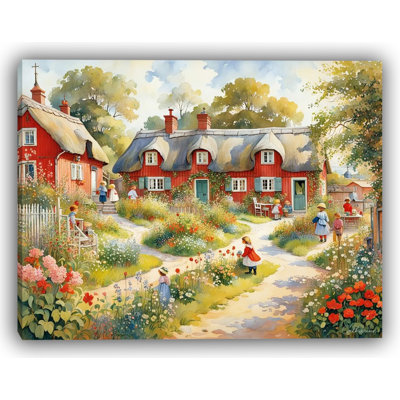 Art sur toile tendue «Red toit village»
