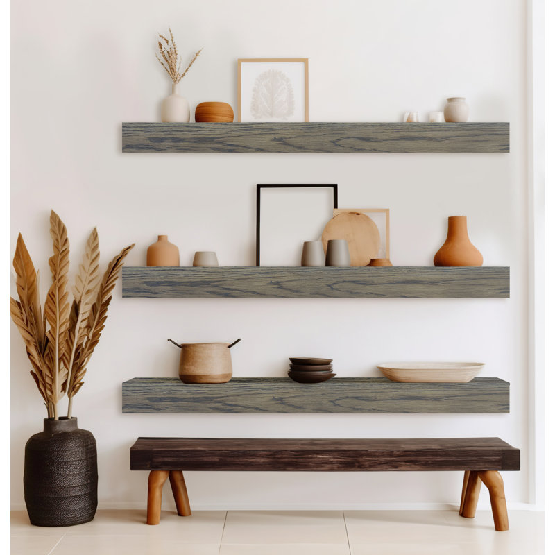 Emerald Lee 3 Piece Oak Floating Shelf, 5" H x 52" W x 7" D