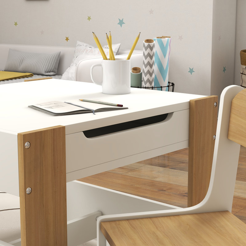 Ensemble 3 pièces de table et chaises pour enfants, Bois naturel