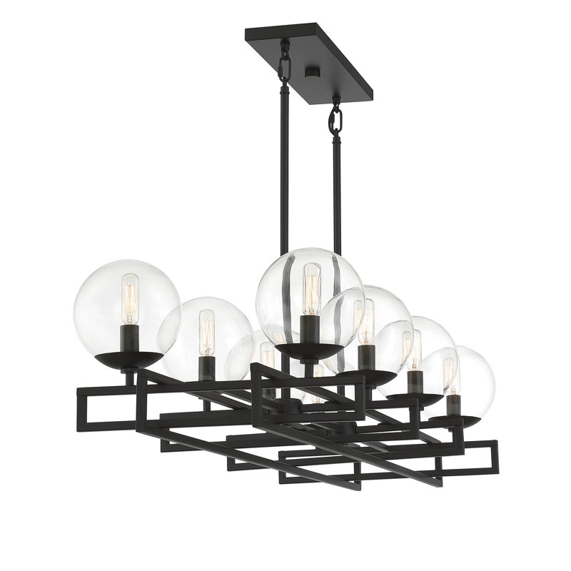 Lustre linéaire à 8 lumières Gmur, Noir mat