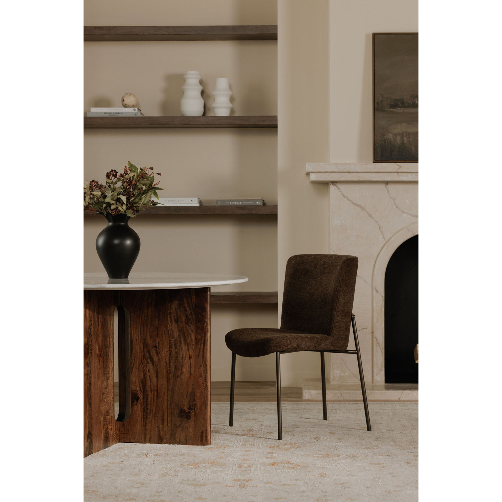 Dareau Dining Chair-Set Of Two, Dark Brown Polyester