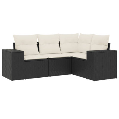 Vidaxl Garden Sofa Set Black, Cream White