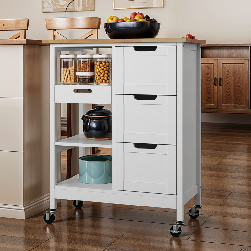  Rolling Kitchen Storage Cart With Shelves And Drawers