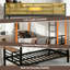 Lit superposé simple au-dessus de simple avec bureau pliable et station de charge, lit superposé en métal avec lumières DEL pour petits espaces