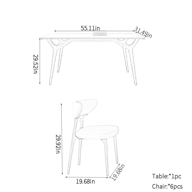 Ensembles de table de salle à manger Minimalist Family, H 29,52 po x L 55,11 po x l 31,49 po