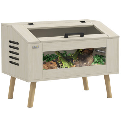 Terrarium de reptile 29 gallons Tucker Murphy Pet ™, réservoir pour reptile à ouverture supérieure de 31,5 po x 20 po x 24 po avec fenêtres en verre trempé, ventilations, pour serpents, lézards, grenouilles à cornes, hamsters, gerbilles, bois