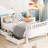 White Twin Platform Bed For , Low Profile Design, With Storage Drawers And Fence - Style Headboard, A Relaxing Sleep , Color, 2 Drawers, Profile, Stylish ' Space-1265875155