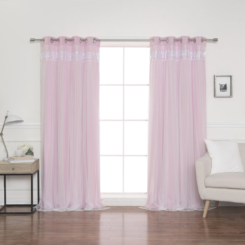Loar Room Darkening Thermal Curtain Panels, Newpink, 52" W x 84" L