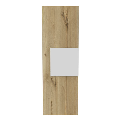 Light Oak and White 3-Shelf Rectangle Medicine Cabinet
