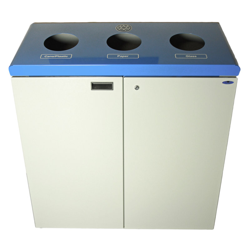 Poubelle de recyclage multi-compartiments 53 gallons 3 Stream, Blanc / bleu