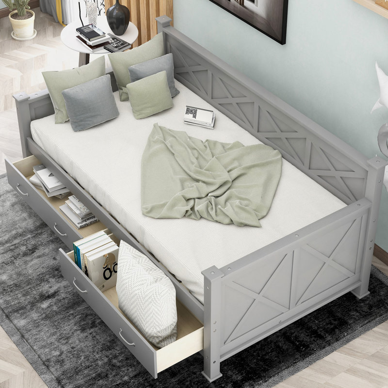 Daybed With 2 Large Drawers, X-Shaped Frame, Daybed