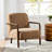 Mid-century Modern Brown Fabric Armchair With Walnut Rubberwood Frame
