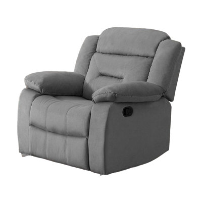 Velvet Upholstered Manual Motion Recliner With Pillow Top Armrest