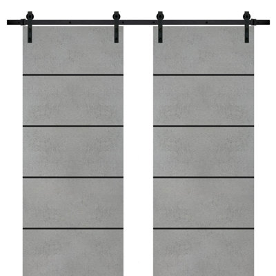 Solid + Manufactured Wood Paneled without Installation Hardware Kit Barn Door