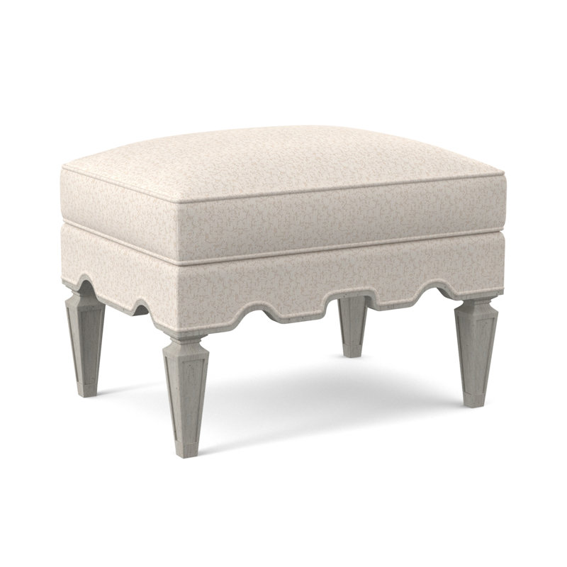 Palm Upholstered Ottoman, Bisque, Sunny Linen
