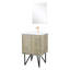 Rustique 24 po Meuble-lavabo large pour salle de bain avec comptoir en quartz blanc, robinet or rose et miroir de salle de bain carré l 18 pi x P 20 po - surface, biseauté mural-448026660