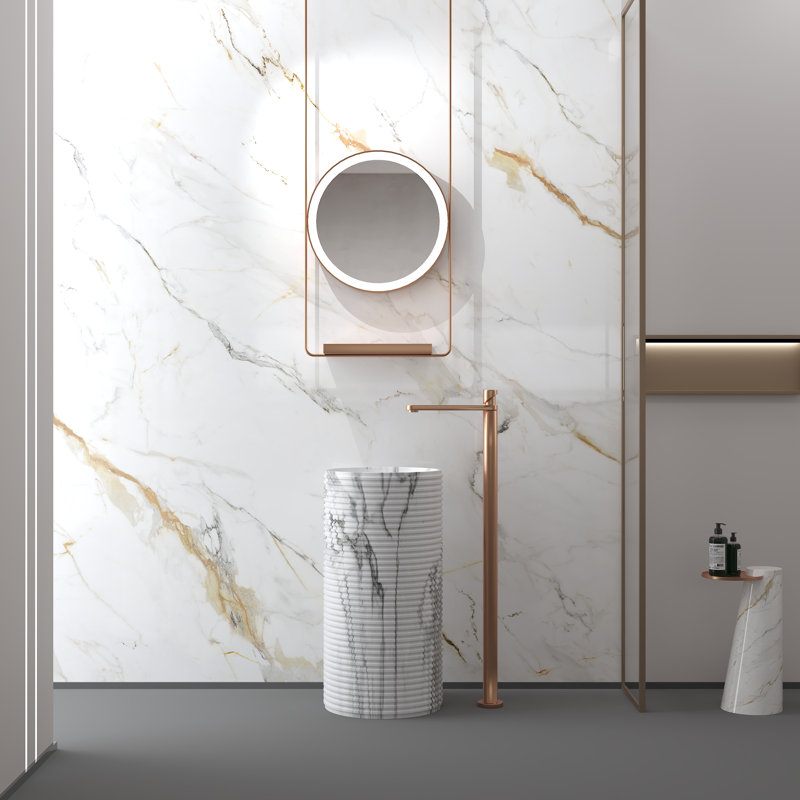 Lavabo sur pied en marbre 33 po