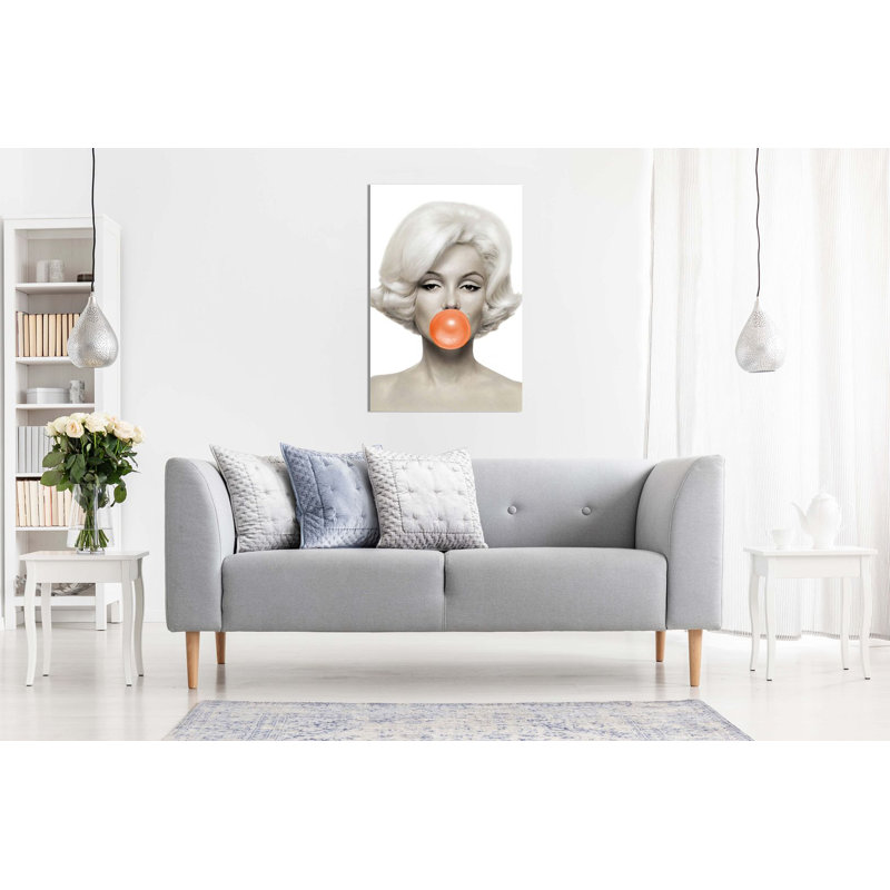 Marilyn Monroe Print - Wrapped Canvas Print, 91cm H x 61cm W, Orange