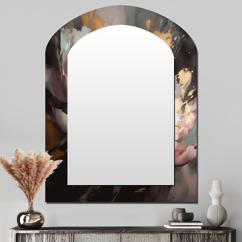 Marbre rose doré pivoine fleur V, 43 po x 33 po