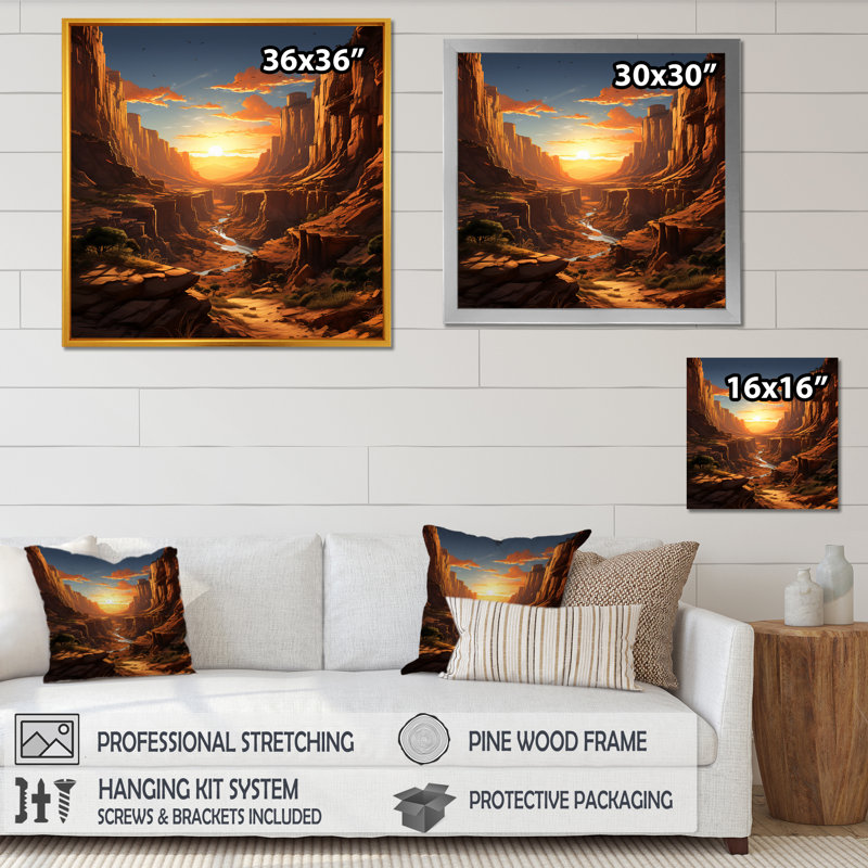 Paysage désertique Canyon III - fruits, art mural, H 36 po x l 36 po x P 1,5 po, Toile tendue