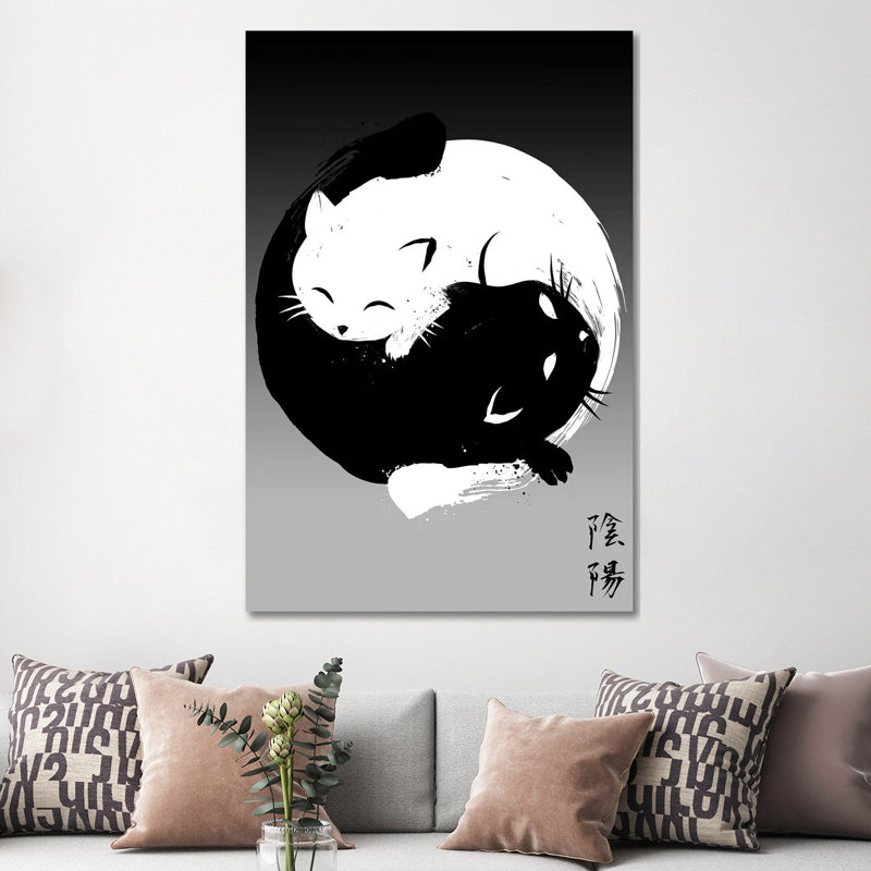 Yin Yang Cats, Wrapped Canvas, No Mat, 60" H x 40" W x 1.5" D