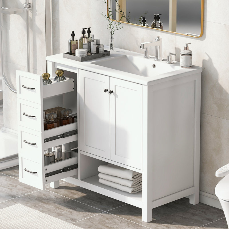 Rangement pour salle de bain Catenia, Noir, noir, noir, noir, Blanc