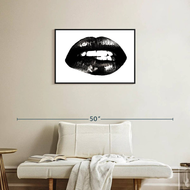 Lèvre, Cadre flottant noir, 31 po x 21 po