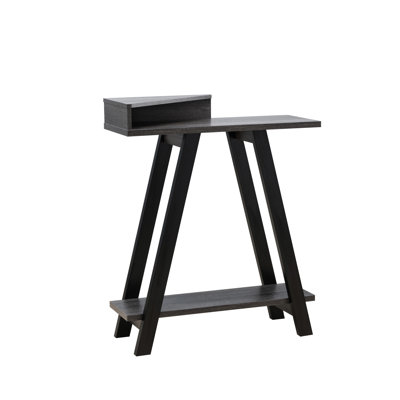 Contemporary Console Table In Black & Grey Two Tones, 2 Shelves, A-shaped Leg Supports, Spacious Surface For Showcasing, Extra Storage Available, 10lbs Max Weight Per Shelf, Particle Board Shelf With