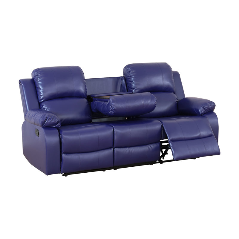 Canapé de salon et causeuse 2 pièces en cuir végétalien bleu foncé, Bleu