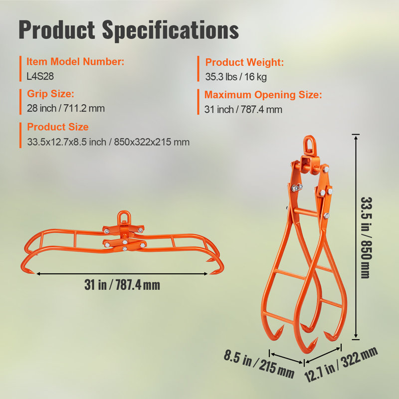 Iron Fireplace Tongs, 85.1cm H x 21.6cm W x 32.3cm D