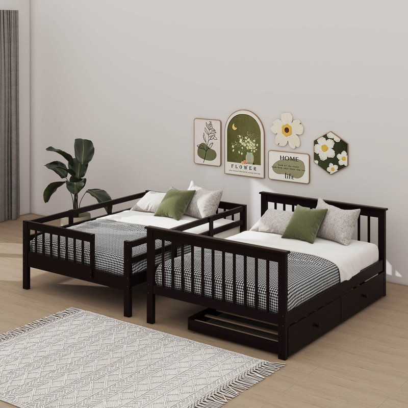 Comfortable Full-Over-Full Bunk Bed With Twin Trundle, Generous Storage, And Reliable Safety Guard Rail For Perfect Dream Bedroom