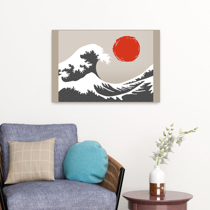 Denetria Contemporary Art Abstract Geometric Retro Nature Ocean Wall Art 1 Piece Wrapped Canvas Wall Art