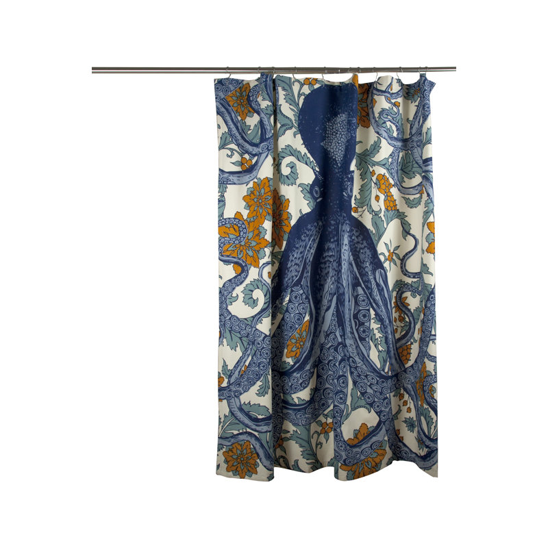 Rideau de douche en coton Evgenii Octopus