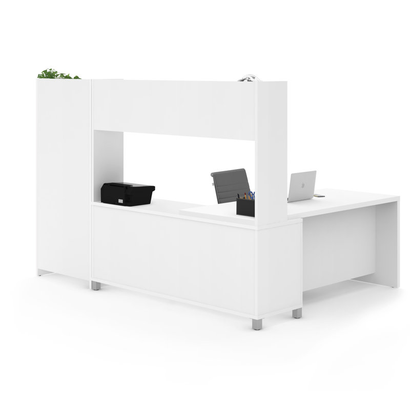Operle Modular L-Shaped Executive Desk, White