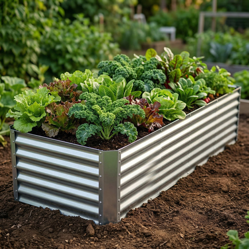 8 x 2 x 2 pi (1 paquet) lit de jardin surélevé galvanisé, ensemble de jardin en métal pour jardin