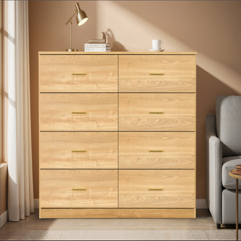 Commode 4 tiroirs, commode sans poignée, 100% imperméable, armoire en bois moderne avec cadre robuste pour diverses pièces