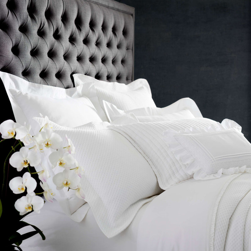 Petite Trellis Matelasse Sham, Euro, White