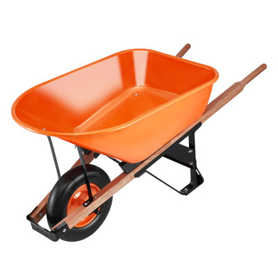 6 pieds cubes Pi. Chariot de brouette en acier robuste - Chariot de jardinage d'une capacité de 330 lb avec pneu en mousse anti-crevaison et poignée ergonomique pour le travail dans la cour, la ferme et l'aménagement paysager