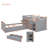 L-Shaped  Space-Saving Twin Loft And  Twin  Platform Bed With 7 Drawers And Full Guardrails(GRAY)