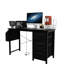 Bureau de 47,3 po avec bloc d'alimentation et 3 tiroirs en tissu. Grande poche latérale. Table d'écriture rectangulaire noire moderne pour le bureau. Structure en métal renforcé, patins réglables. Facile à assembler