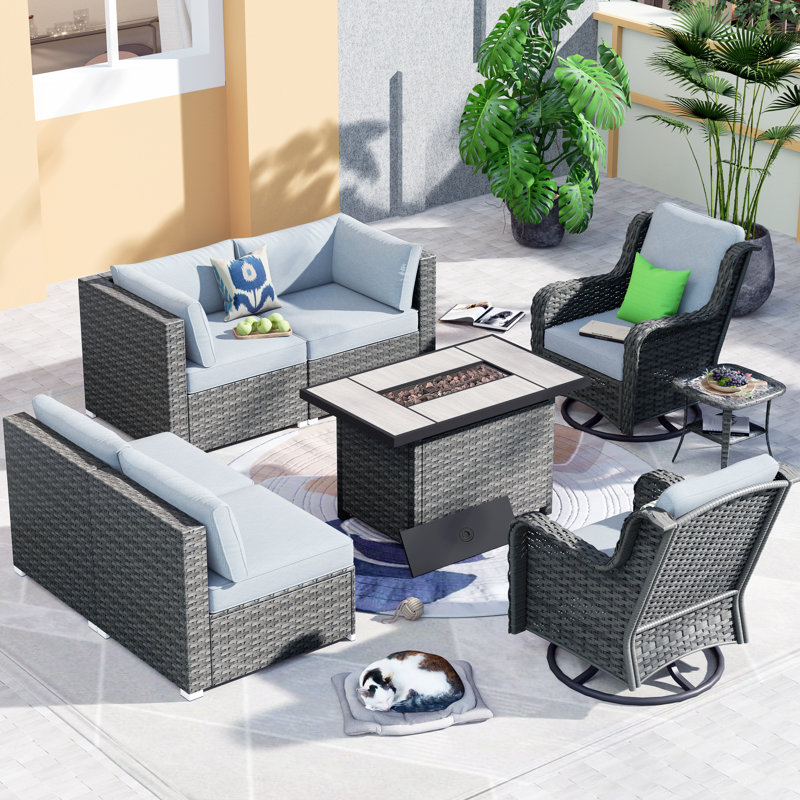 Ensemble de conversation modulaire avec coussins, Oui, gris