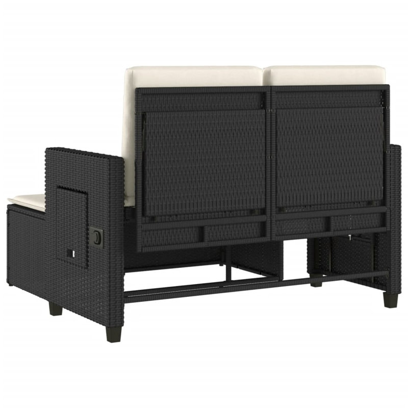 Banc de patio inclinable avec coussins Vidaxl, Blanc crème / noir